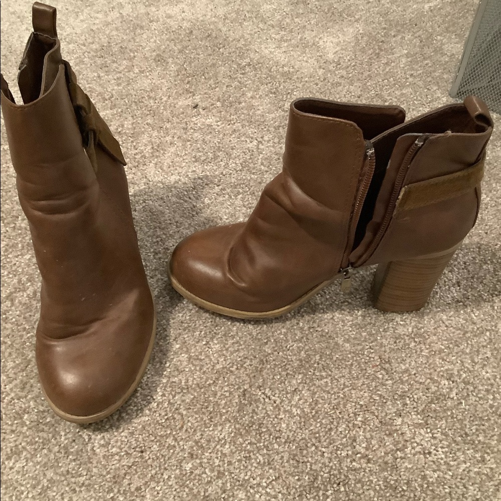 Brown heeled booties